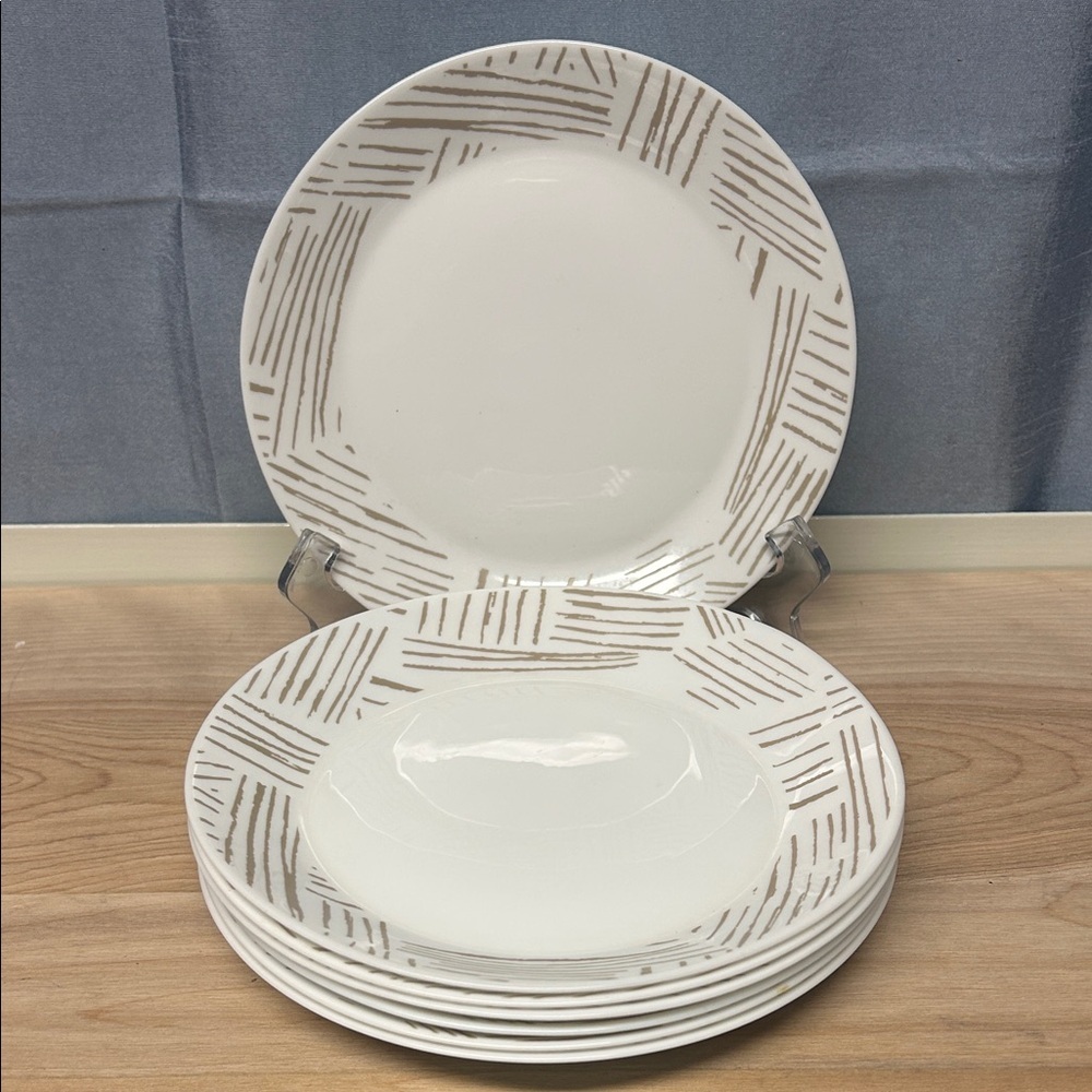 Corelle Everyday Expressions Glass Geometrica 7.5" Salad/Snack Plates set of 7